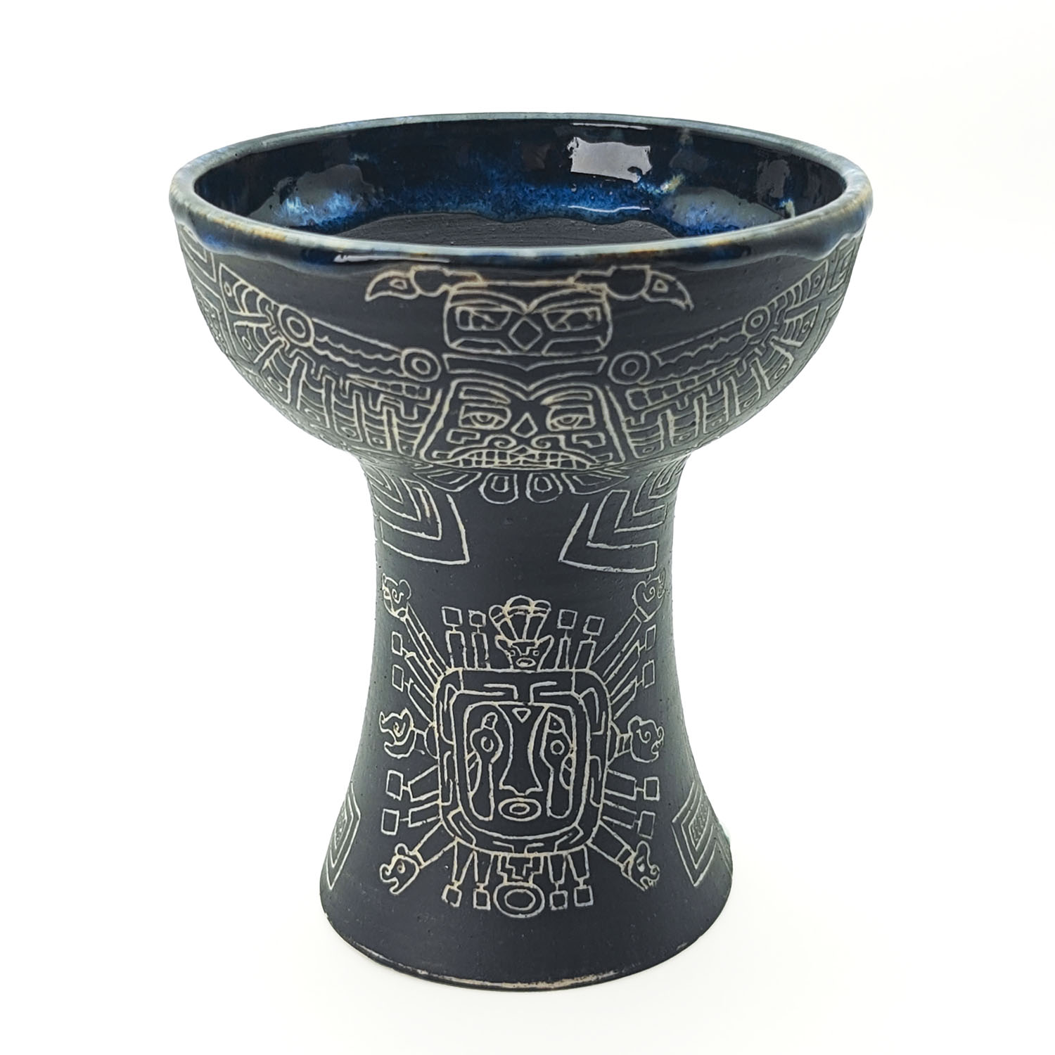 Premium Ceramic Glazed Incense Burner Medium "Aztec Eagle Spirit" (14 cm)