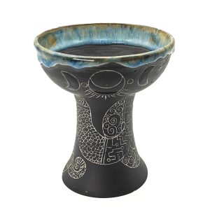 Premium Ceramic Glazed Incense Burner Medium "Ayahuasca Snake Spirit Under Moon" (14 cm)