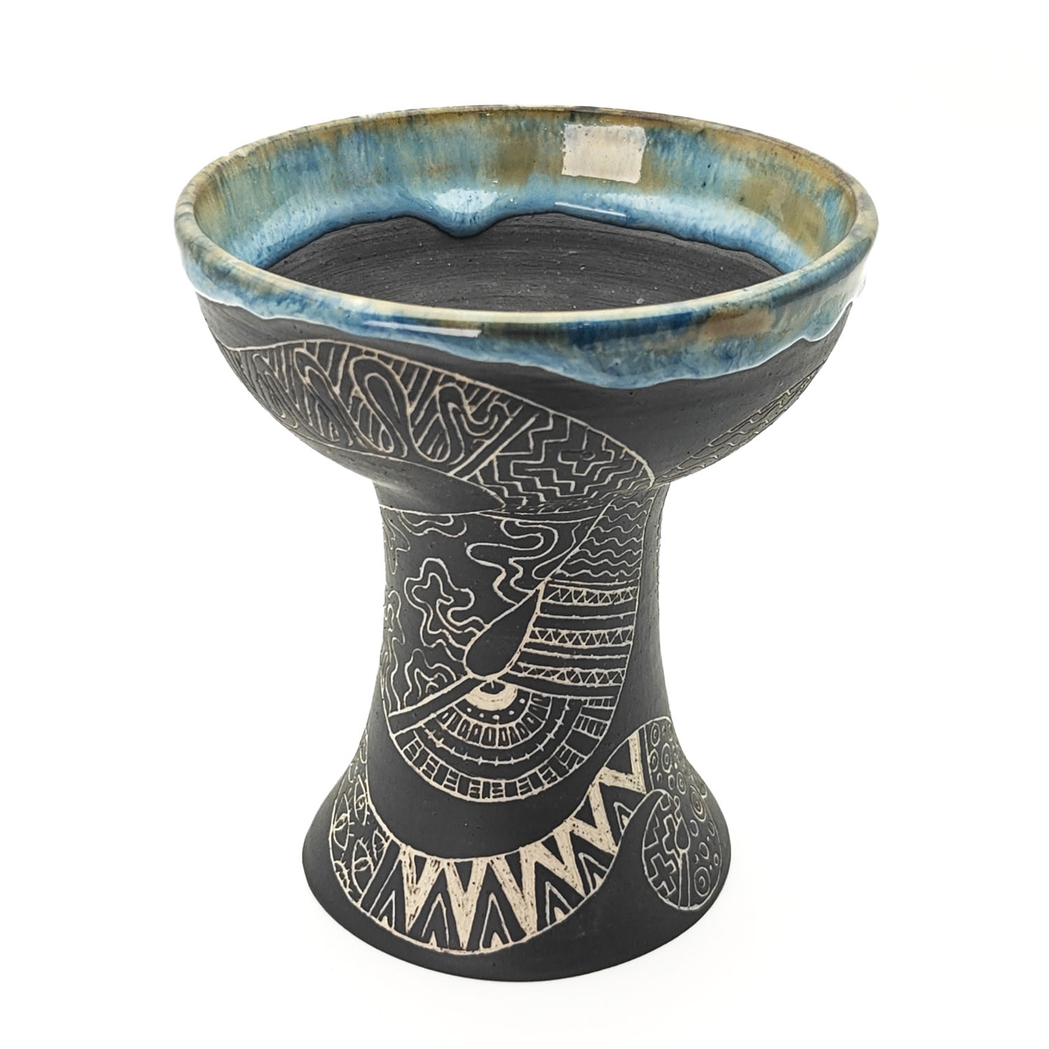 Premium Ceramic Glazed Incense Burner Medium "Ayahuasca Snake Spirit Under Moon" (14 cm) - Image 2
