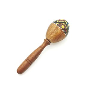 Maracas Wooden Egg Small Handle Shaker "Ethnic Dots" (16 cm)