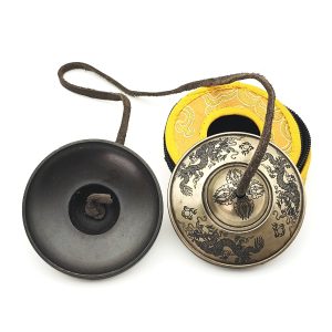 Bronze Tingsha "Laser Dragons" (Karatals) (7.7 cm, 410 gr) (+ case)