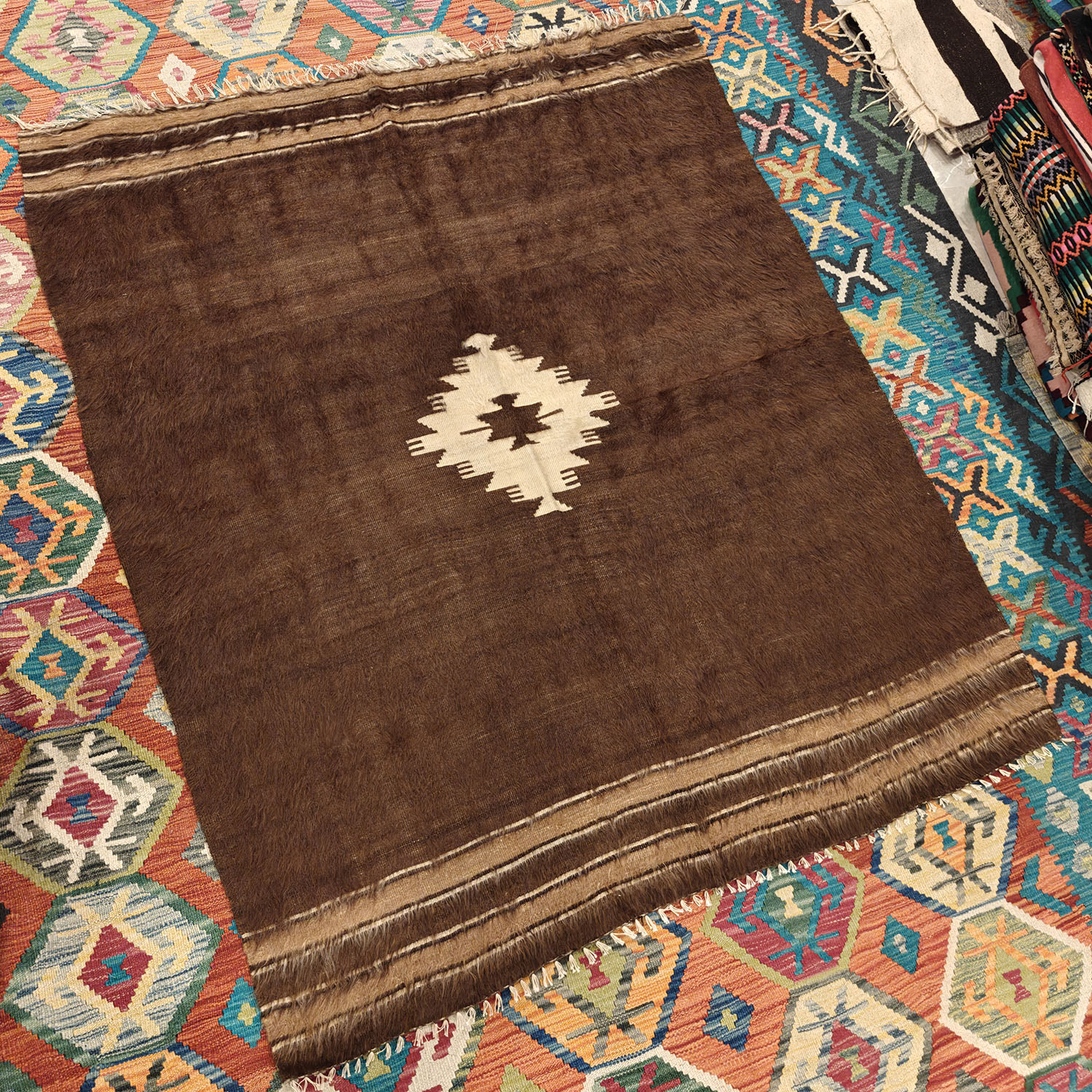 Shamanic Mexican Handmade Wool Blanket (164x137 cm)
