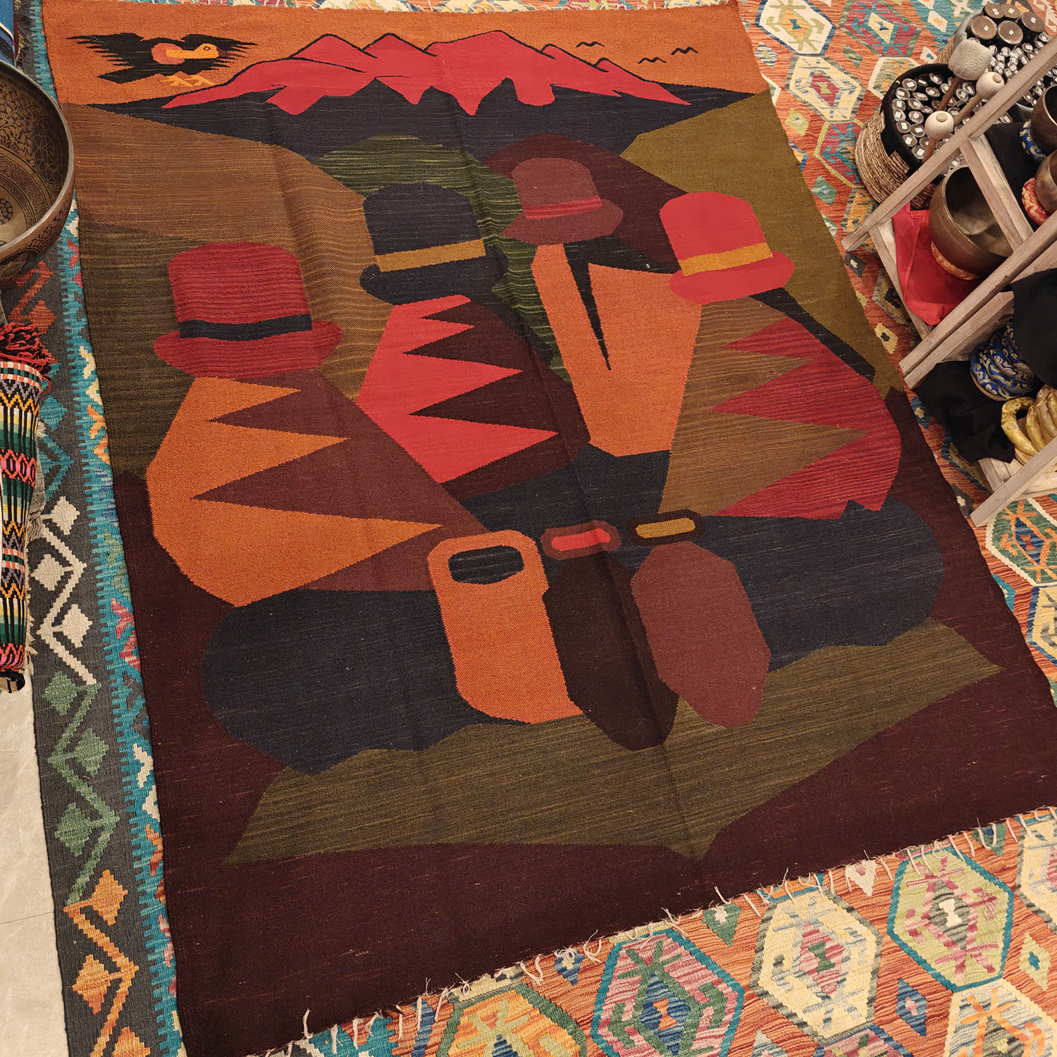 Shamanic Mexican Handmade Wool Blanket (225x185 cm)