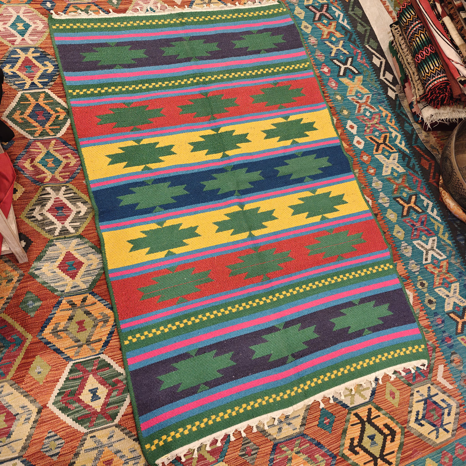 Shamanic Mexican Handmade Wool Blanket (195x125 cm)