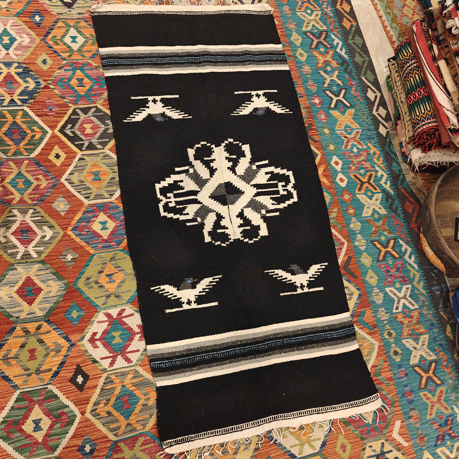 Shamanic Mexican Handmade Wool Blanket (205x95 cm)