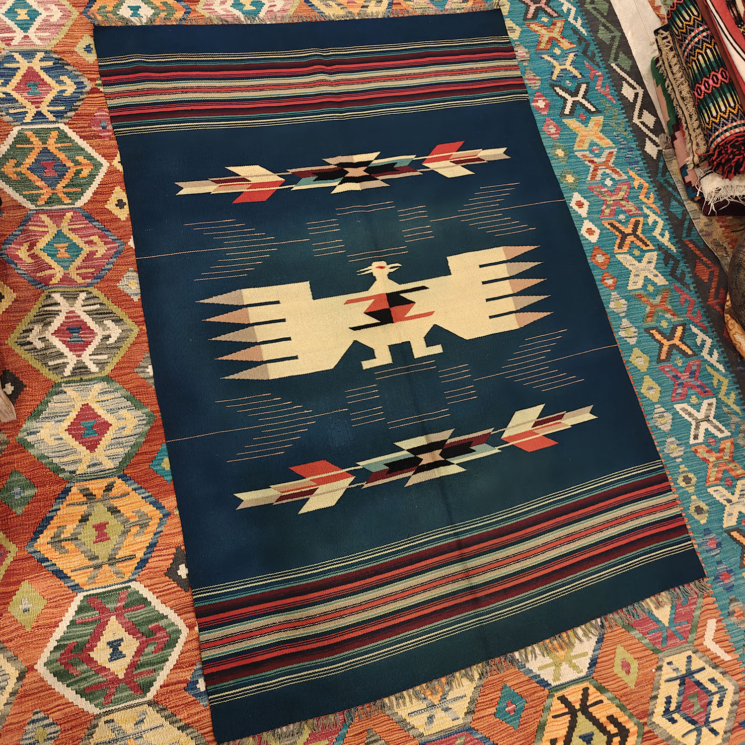 Shamanic Mexican Handmade Wool Blanket (125x85 cm)