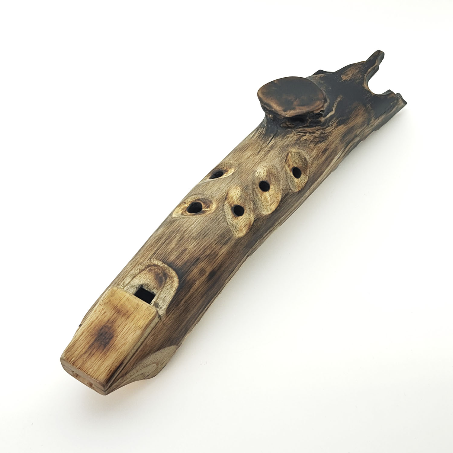 JUANG FLUTES Branch Ocarina - E Minor Pentatonic (432 Hz, 22 cm, Teakwood) (+ pouch) - Image 2