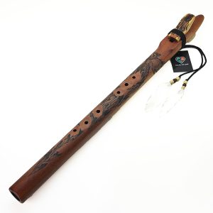 JUANG FLUTES Single Carved Flute "Phoenix" - D4 Minor (432 Hz, 67 cm, Mahogany) (+ pouch)