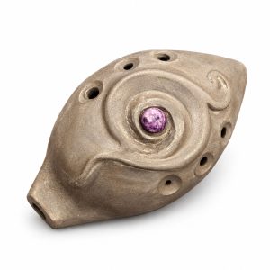 Ocarina Handmade Ceramic "Eye" Gray Natural (+ pouch)
