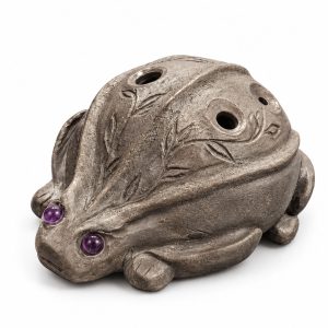 Ocarina Handmade Ceramic "Frog" Gray Natural (+ pouch)